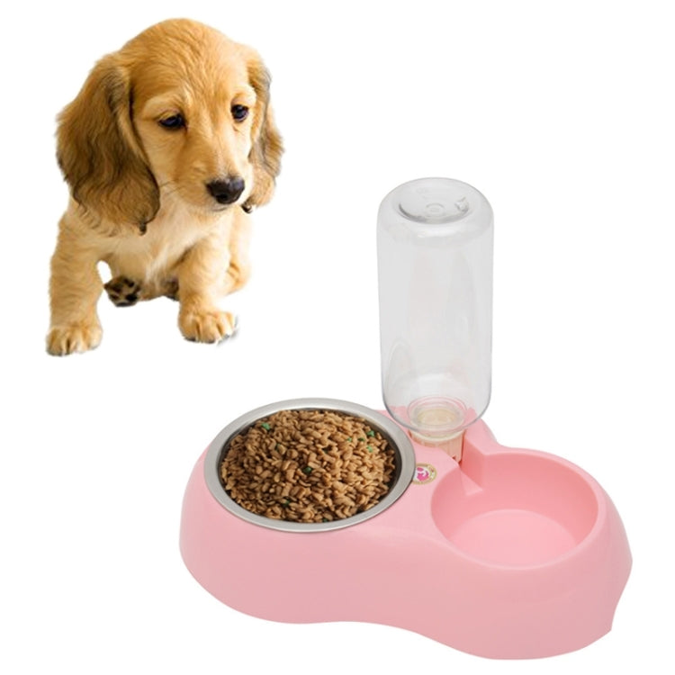 Stainless Steel Bowls, Anti-slip Dog Cat Food Dish + Drinking Water Pets Bowls with Automatic Water Dispenser