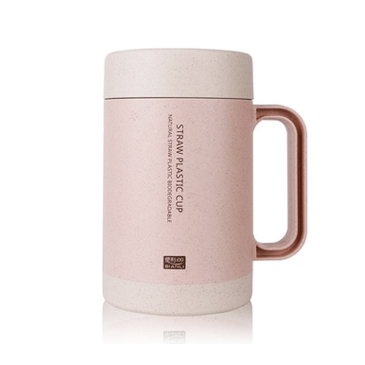 350ml  Wheat Straw Cellulose Made Leak Proof Double Layer Ceramic Office Tea Mug With Handle