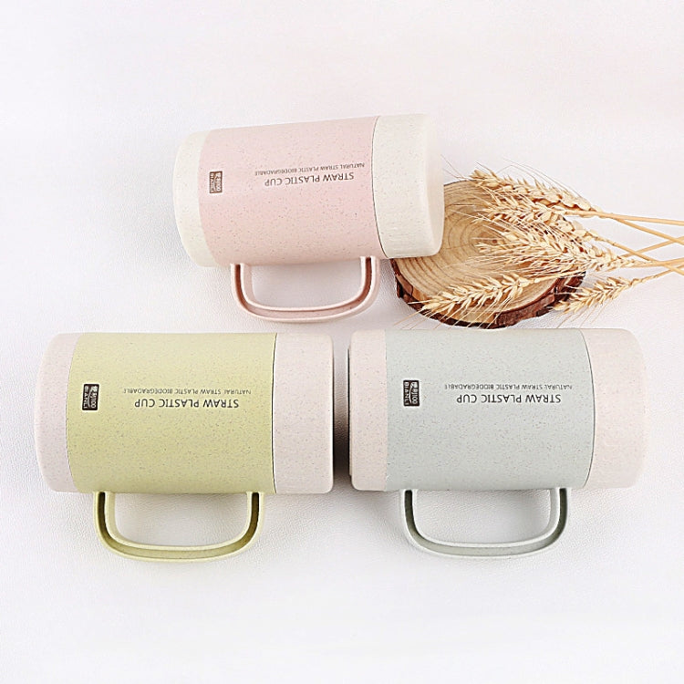 350ml  Wheat Straw Cellulose Made Leak Proof Double Layer Ceramic Office Tea Mug With Handle