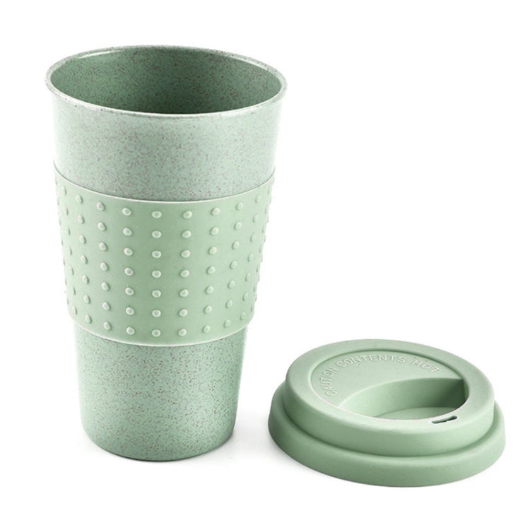 350ml  Wheat Straw Cellulose Made Leak Proof Plastic Mini Tea Mug(Green)