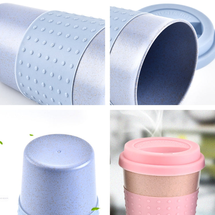 350ml  Wheat Straw Cellulose Made Leak Proof Plastic Mini Tea Mug(Green)