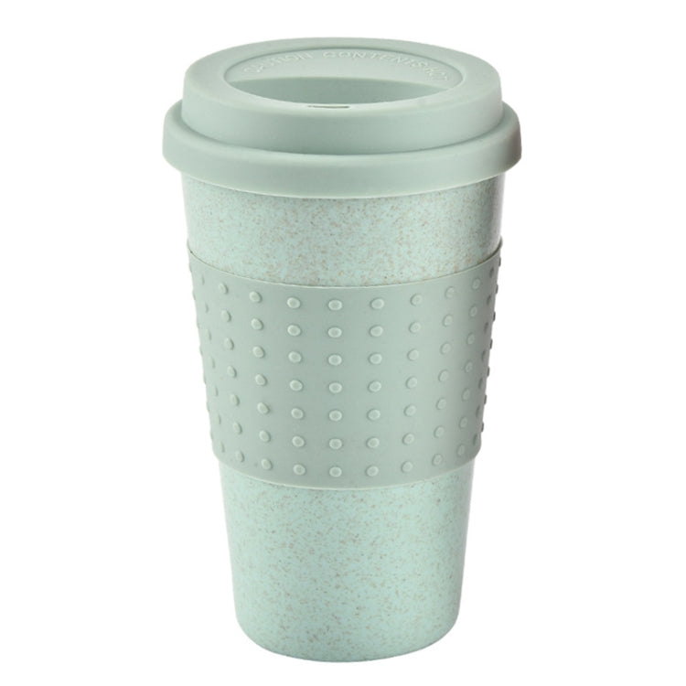 350ml  Wheat Straw Cellulose Made Leak Proof Plastic Mini Tea Mug(Green)
