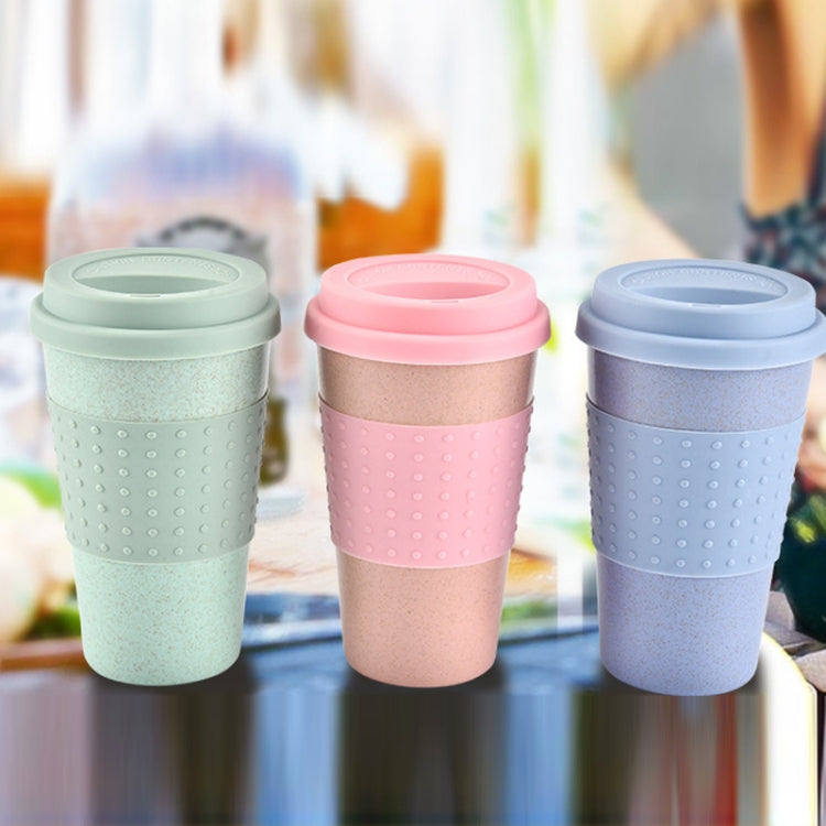 350ml  Wheat Straw Cellulose Made Leak Proof Plastic Mini Tea Mug(Green)