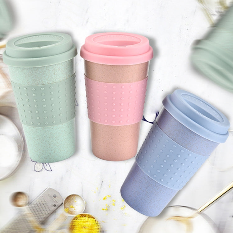 350ml  Wheat Straw Cellulose Made Leak Proof Plastic Mini Tea Mug(Green)