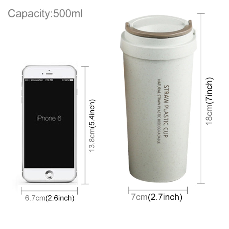 500ml Wheat Straw Cellulose Made Leak Proof Double Layer Heat Insulate Water Bottle with Handle