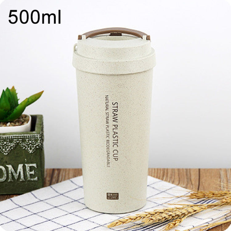 500ml Wheat Straw Cellulose Made Leak Proof Double Layer Heat Insulate Water Bottle with Handle