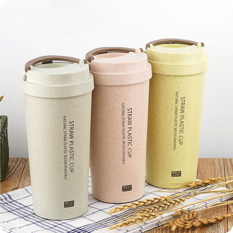 500ml Wheat Straw Cellulose Made Leak Proof Double Layer Heat Insulate Water Bottle with Handle