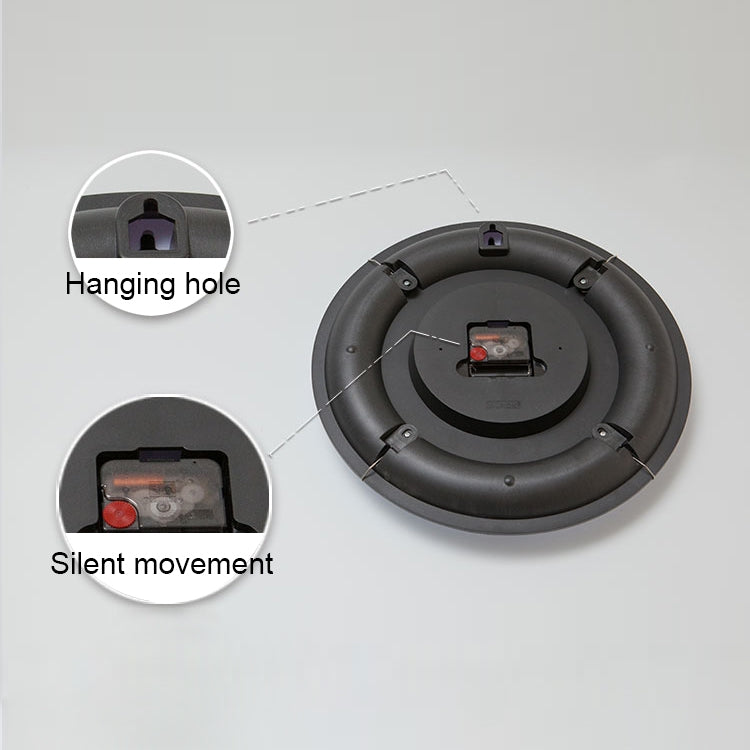 14 inch Creative Decorative Round Shape Living Room Mute Personality Numerals Wall Clock(Black)
