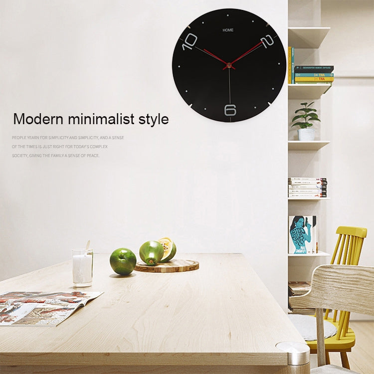 14 inch Creative Decorative Round Shape Living Room Mute Personality Numerals Wall Clock(Black)