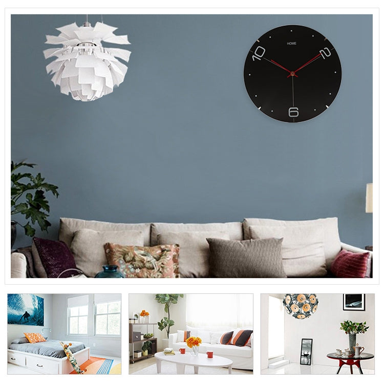 14 inch Creative Decorative Round Shape Living Room Mute Personality Numerals Wall Clock(Black)