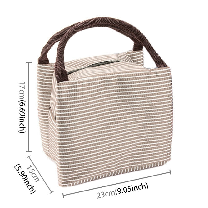 Multifunctional Thicken Stripe Cloth Lunchbox Bag Handbag Lunch Heat Preservation Cold Insulation Bag Storage Bag, Size: 23x17x15cm
