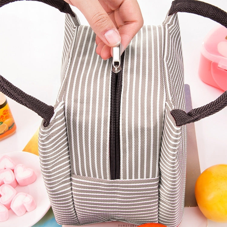 Multifunctional Thicken Stripe Cloth Lunchbox Bag Handbag Lunch Heat Preservation Cold Insulation Bag Storage Bag, Size: 23x17x15cm