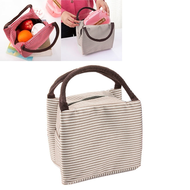 Multifunctional Thicken Stripe Cloth Lunchbox Bag Handbag Lunch Heat Preservation Cold Insulation Bag Storage Bag, Size: 23x17x15cm