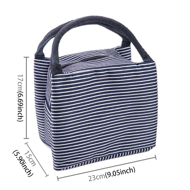 Multifunctional Thicken Stripe Cloth Lunchbox Bag Handbag Lunch Heat Preservation Cold Insulation Bag Storage Bag, Size: 23x17x15cm