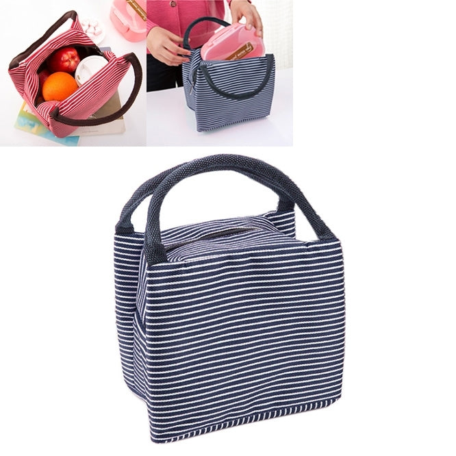 Multifunctional Thicken Stripe Cloth Lunchbox Bag Handbag Lunch Heat Preservation Cold Insulation Bag Storage Bag, Size: 23x17x15cm