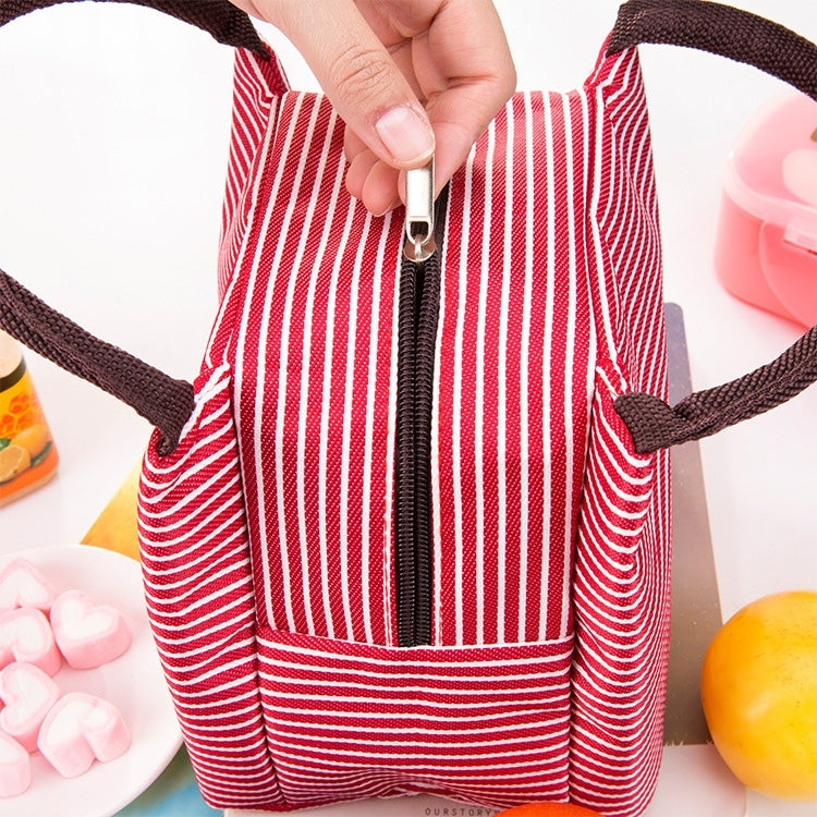 Multifunctional Thicken Stripe Cloth Lunchbox Bag Handbag Lunch Heat Preservation Cold Insulation Bag Storage Bag, Size: 23x17x15cm
