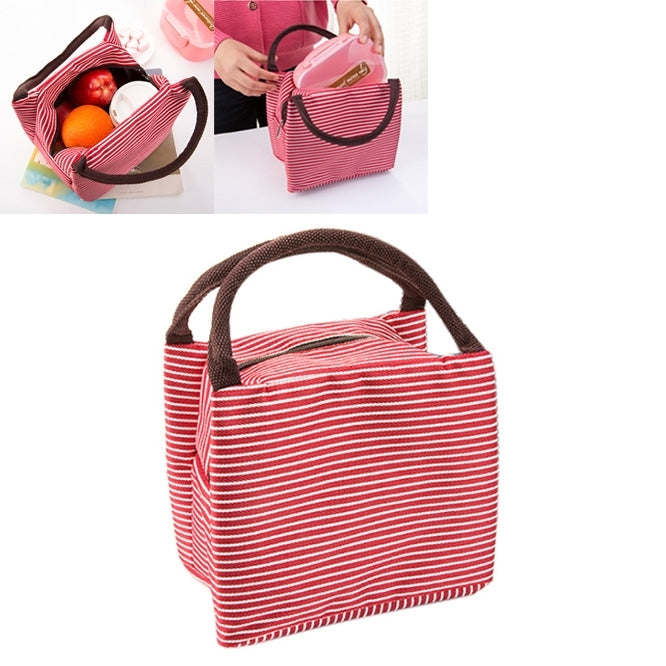 Multifunctional Thicken Stripe Cloth Lunchbox Bag Handbag Lunch Heat Preservation Cold Insulation Bag Storage Bag, Size: 23x17x15cm