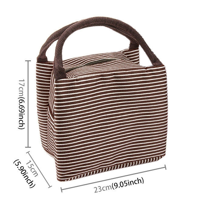 Multifunctional Thicken Stripe Cloth Lunchbox Bag Handbag Lunch Heat Preservation Cold Insulation Bag Storage Bag, Size: 23x17x15cm