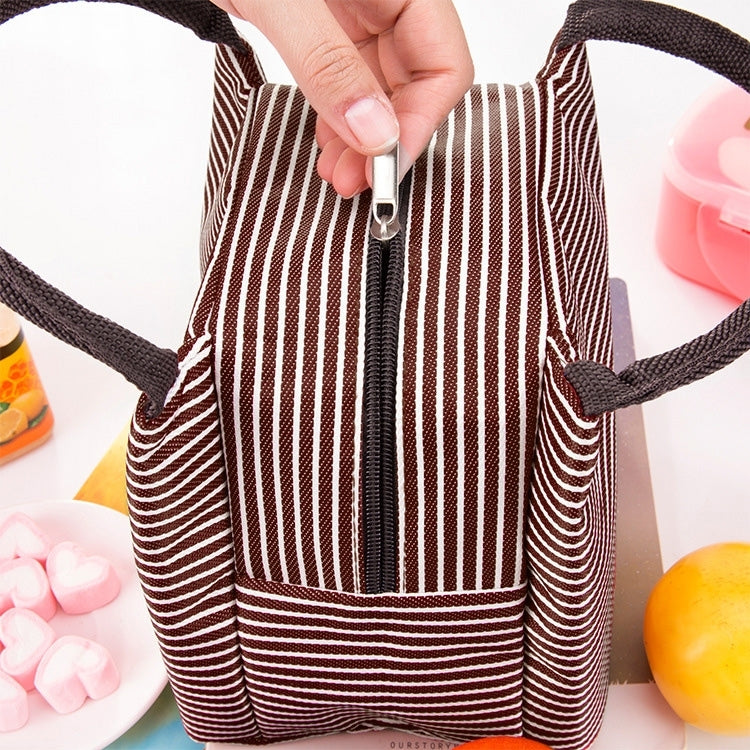 Multifunctional Thicken Stripe Cloth Lunchbox Bag Handbag Lunch Heat Preservation Cold Insulation Bag Storage Bag, Size: 23x17x15cm