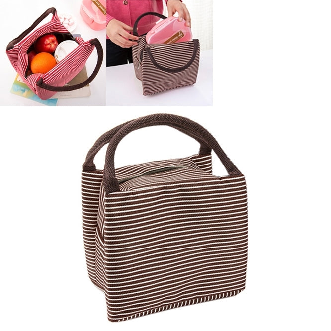 Multifunctional Thicken Stripe Cloth Lunchbox Bag Handbag Lunch Heat Preservation Cold Insulation Bag Storage Bag, Size: 23x17x15cm