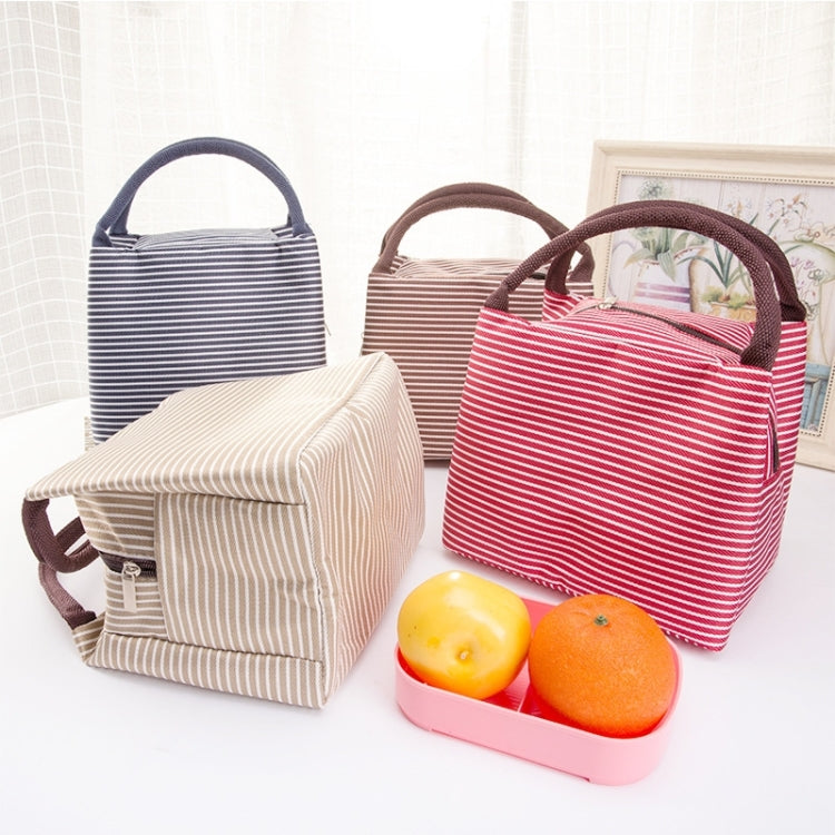 Multifunctional Thicken Stripe Cloth Lunchbox Bag Handbag Lunch Heat Preservation Cold Insulation Bag Storage Bag, Size: 23x17x15cm