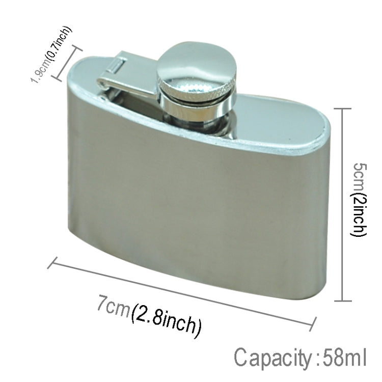 58ml(2oz) Stainless Steel Pocket Flagon Outdoor Sports Flat ultralight Liquor Flask Camping Portable Wearproof Wine Pot(Silver)