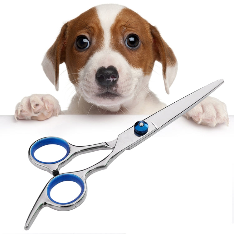 Pet Professional Hairdressing Tools Home-use Dog Hair Trimmer Straight Scissors(Silver Cutting scissor)