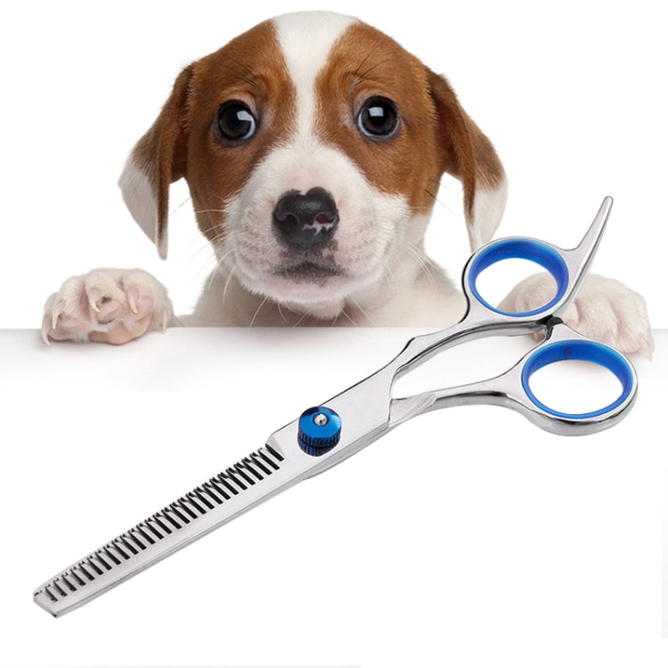 Pet Professional Hairdressing Tools Home-use Dog Hair Trimmer Thinning Scissors(Silver Thinning scissor)