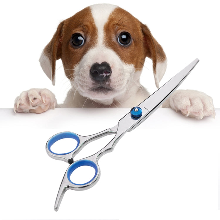 Pet Professional Hairdressing Tools Home-use Dog Hair Trimmer Upturned Scissors(Silver Upturned scissor)