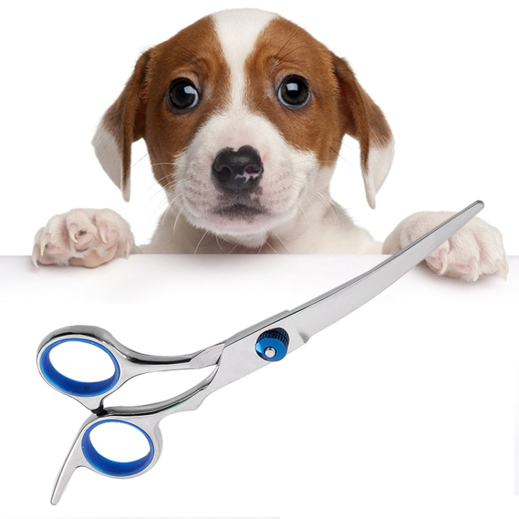 Pet Professional Hairdressing Tools Home-use Dog Hair Trimmer Down-turned Scissors(Silver Down-turned scissor)