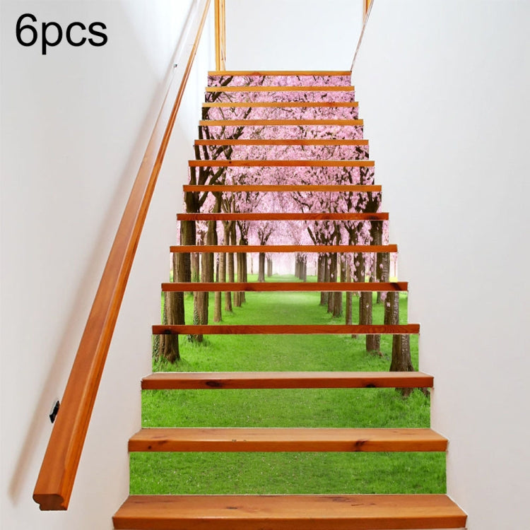 6 PCS DIY Creative Cherry Tree Beautiful Scenery Street Stairs Sticker Home Decoration, Size: 18*100cm