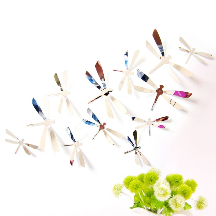 60 PCS Home Decoration Originality PVC 3D Mirror Surface Dragonfly Wall Paste