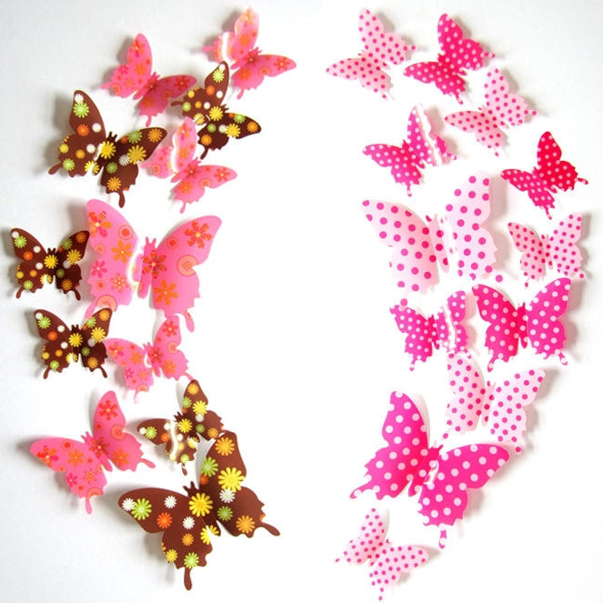 60 PCS Home Decoration Originality PVC 3D Butterfly Wall Paste