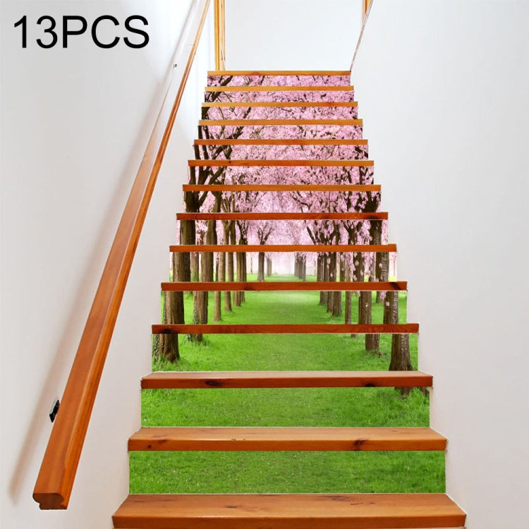 13 PCS DIY Creative Cherry Tree Beautiful Scenery Street Stairs Sticker Home Decoration, Size: 18*100cm