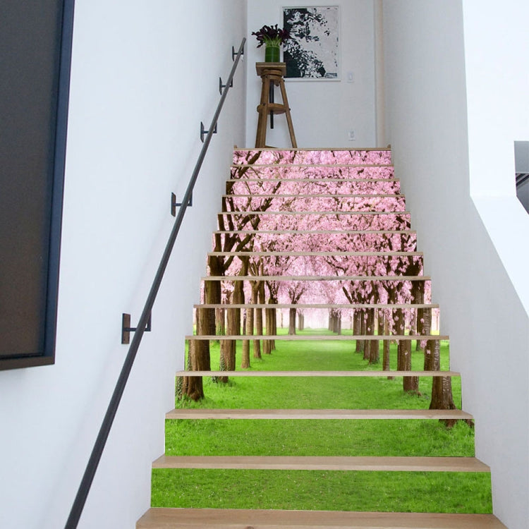 13 PCS DIY Creative Cherry Tree Beautiful Scenery Street Stairs Sticker Home Decoration, Size: 18*100cm
