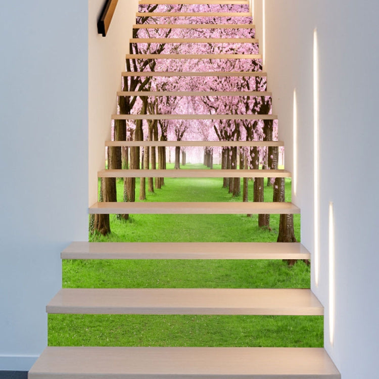 13 PCS DIY Creative Cherry Tree Beautiful Scenery Street Stairs Sticker Home Decoration, Size: 18*100cm
