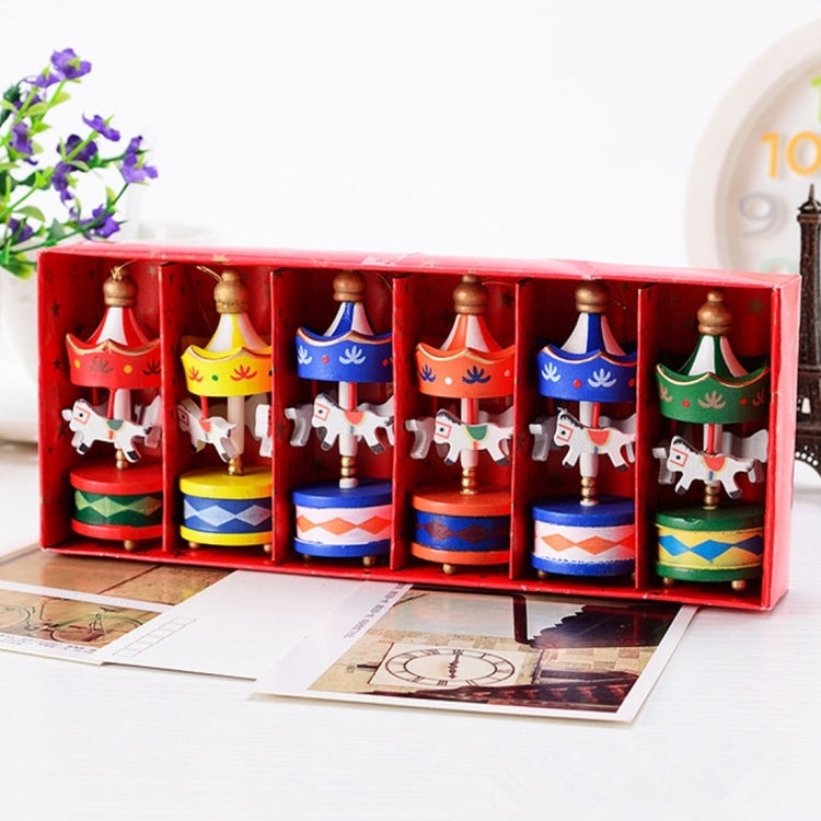 6 PCS Wooden Rotating Trojan Horse Christmas Decorations