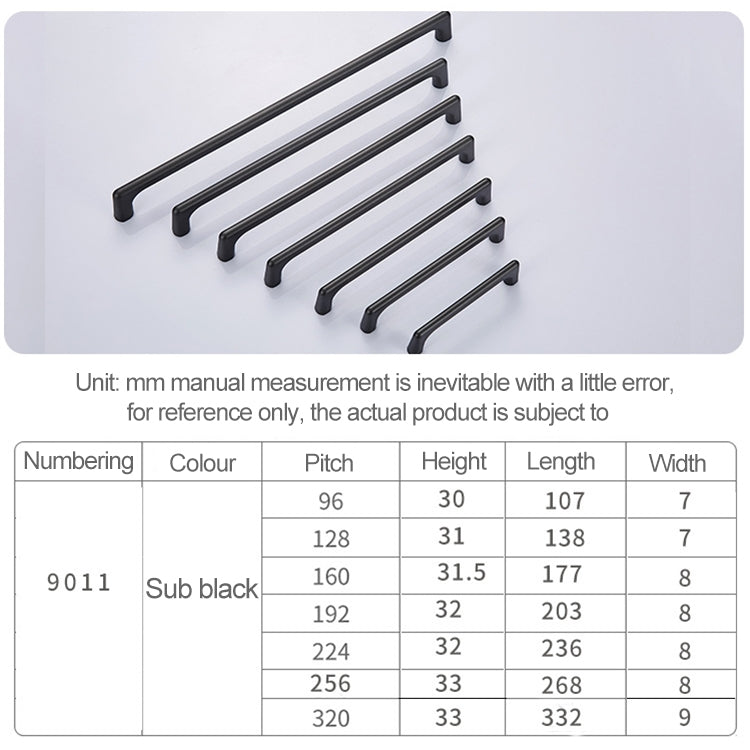5 PCS 9011_128 Simple Black Drawer Cabinet Handle