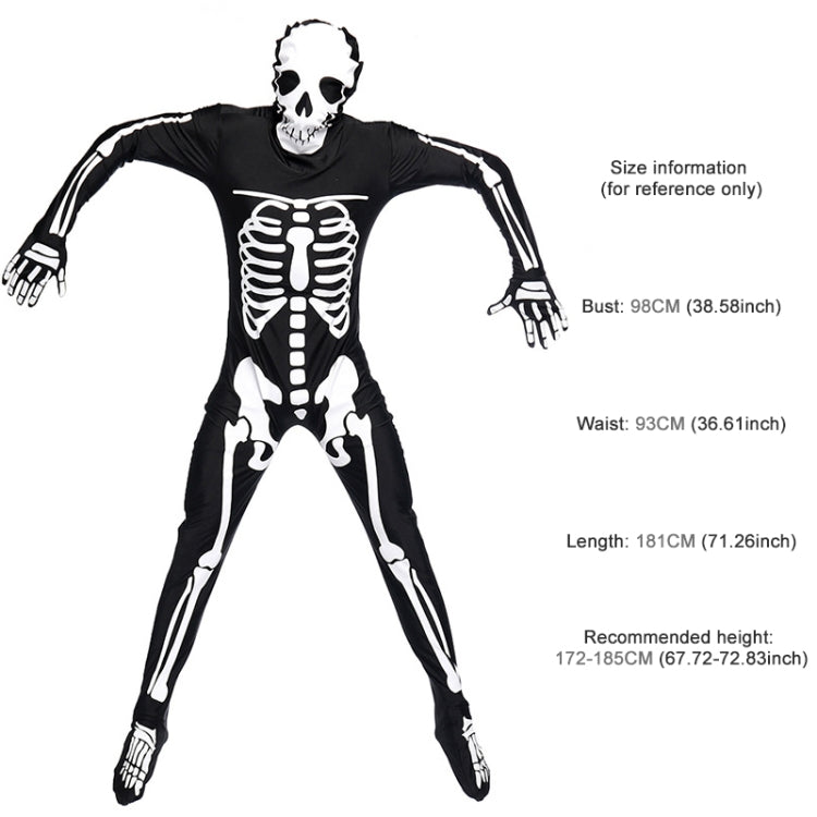 Halloween Costume Men Skeleton Jumpsuit Cosplay Clothing, Size: