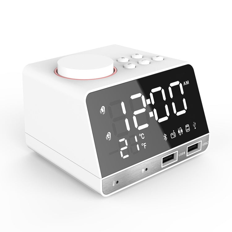 K11 Bluetooth Alarm Clock Speaker Creative Digital Music Clock Display Radio with Dual USB Interface, Support U Disk / TF Card / FM / AUX, US Plug