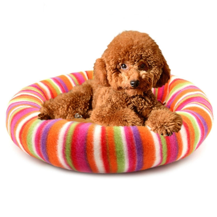 Indoor Pet Dog Puppy Soft Warm Mat Pet Comfortable Striped Flannel Sleeping Bed Cushion, L Size: 65x55x13cm, Random Color Delivery