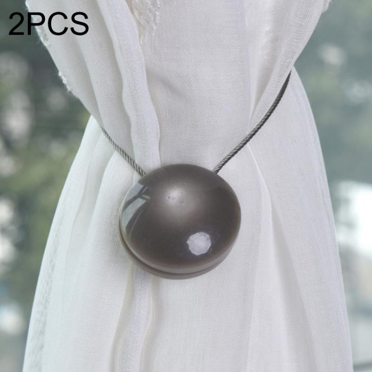 2 PCS Fashion Cat Eye Resin Steel Wire Magnet Curtain Buckle Tie Rope