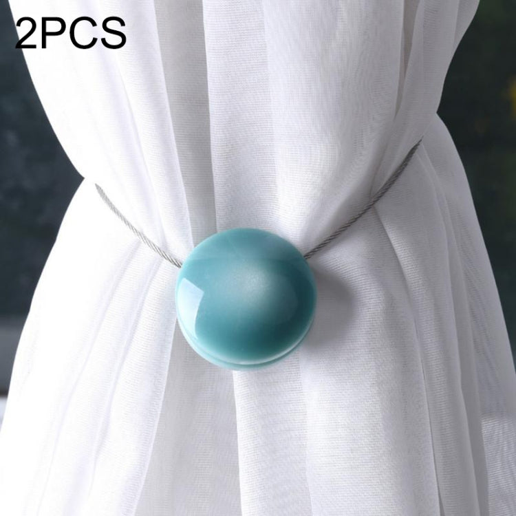 2 PCS Fashion Cat Eye Resin Steel Wire Magnet Curtain Buckle Tie Rope