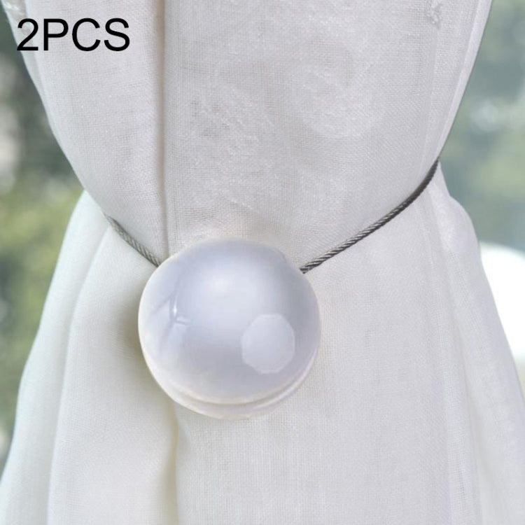 2 PCS Fashion Cat Eye Resin Steel Wire Magnet Curtain Buckle Tie Rope