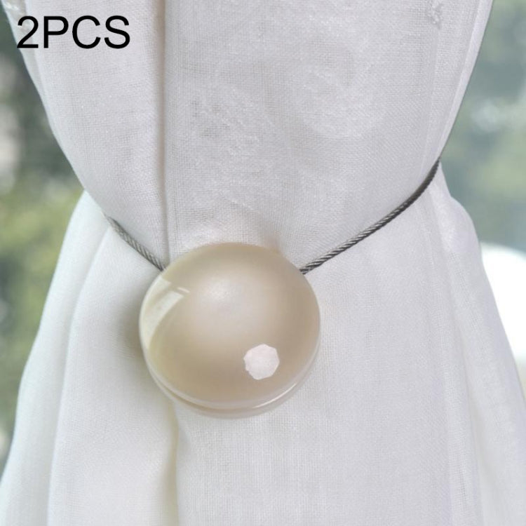 2 PCS Fashion Cat Eye Resin Steel Wire Magnet Curtain Buckle Tie Rope