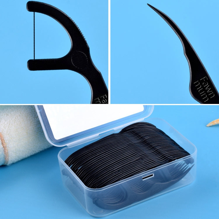 2 Boxes Fawnmum Ultra-fine Safety Flat Dental Floss Rod Bamboo Charcoal Toothpick Thread