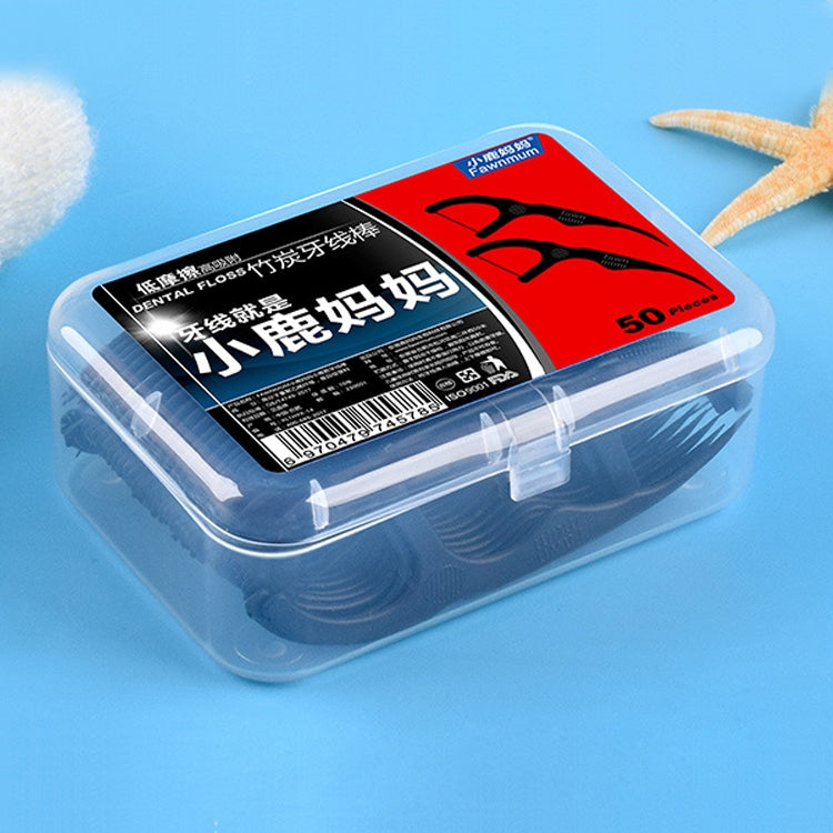 2 Boxes Fawnmum Ultra-fine Safety Flat Dental Floss Rod Bamboo Charcoal Toothpick Thread