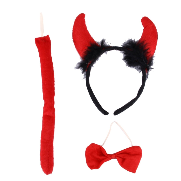 3 in 1 Devil Set for Costume Ball Halloween Party (Horn + Bow Tie + Tail)