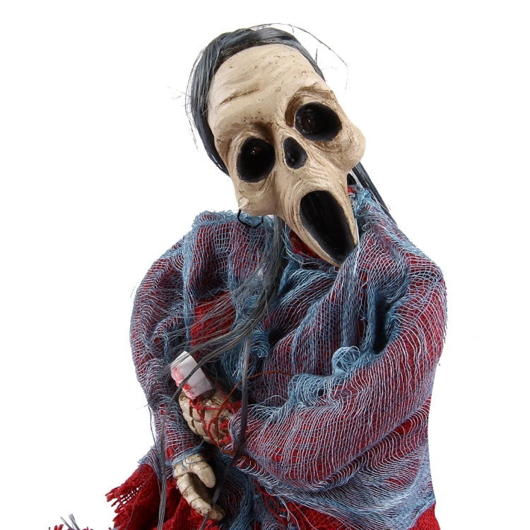 Sound Activated Halloween Hanging Ghost with Sound & LED Eyes, Length: 38cm, Random Color Delivery