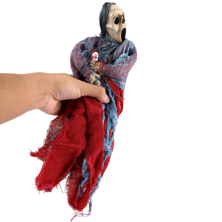 Sound Activated Halloween Hanging Ghost with Sound & LED Eyes, Length: 38cm, Random Color Delivery